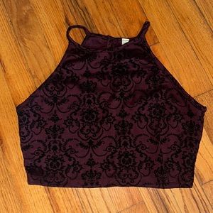 Dark Red Velvet Crop Top